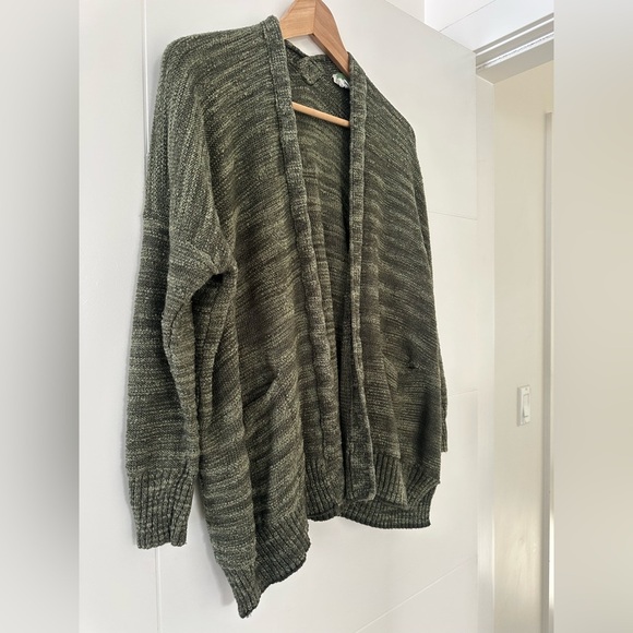 Anthropologie Open Front Green Marled Cardigan, size small. - Picture 2 of 6